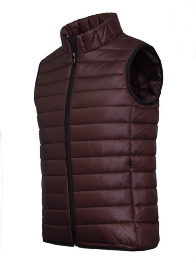 VM001 multicolor down vest is designed and made. The down vest factory is polished and silky for 29 days, and the price of 100% polyester down jacket is warm in winter and winter side view